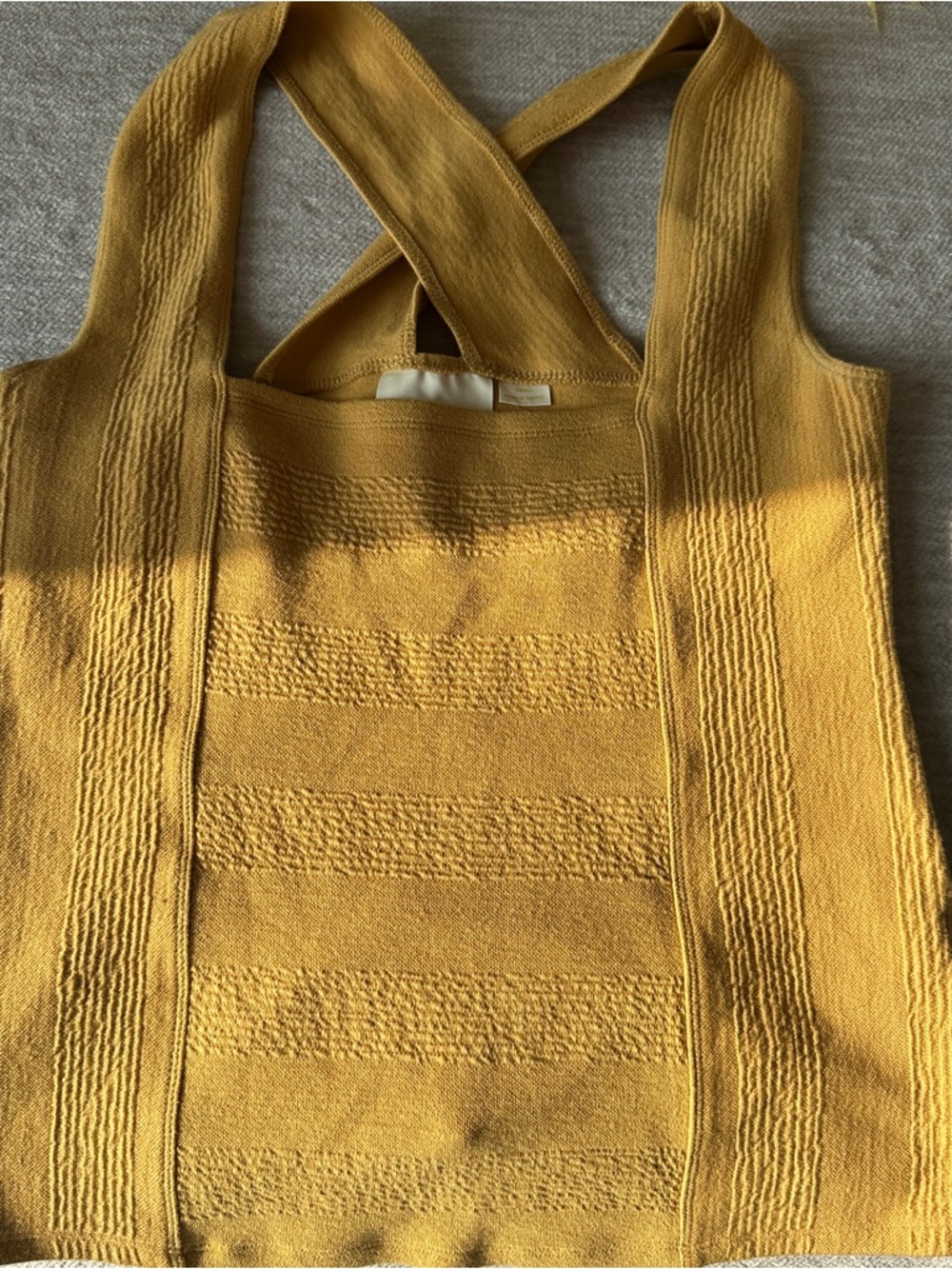 Anthropologie Mustard Yellow Textured Knit Tank Top